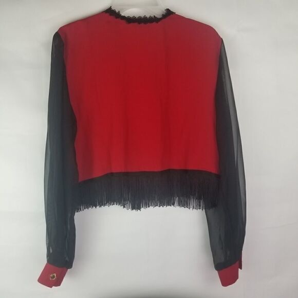 Cute Black and Red Top/Jacket with Fringe. SIZE M - Picture 11 of 11
